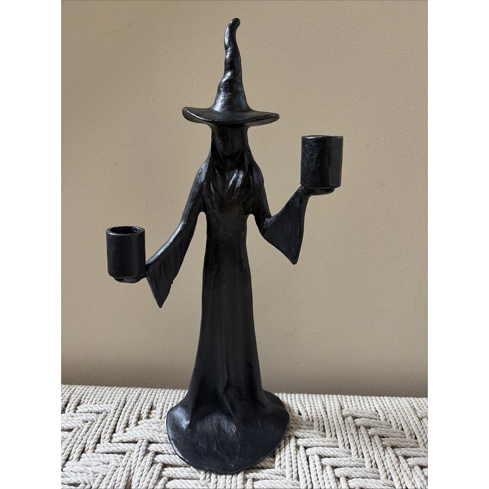Pottery Barn Halloween Double Witch Candle Holder Black NEW NOT A DUPE